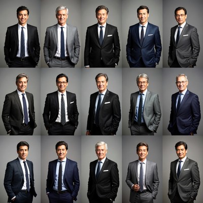 Grid of Professional Men in Suits