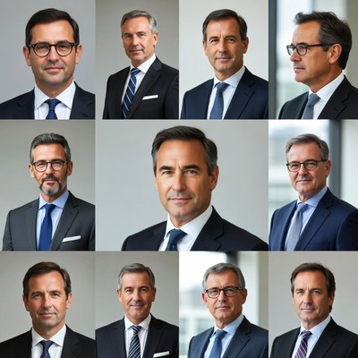 Grid of Professional Men in Suits