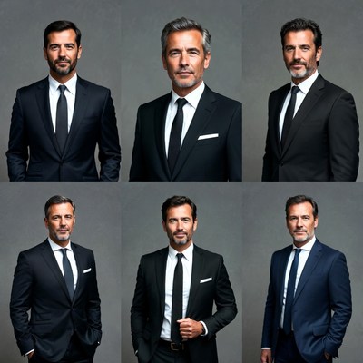 Six handsome men in suits