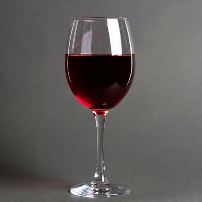 Red Wine Glass on Gray Background
