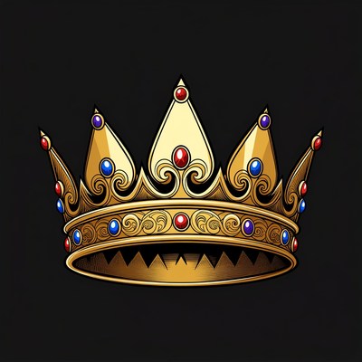 Golden Crown with Red Blue Gems