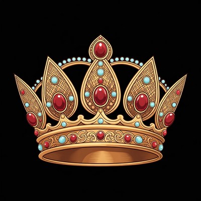 Golden Crown with Red Gems
