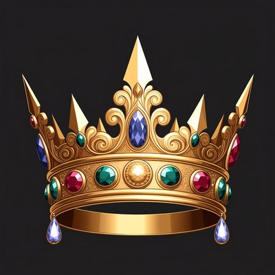 Golden Crown with Colored Gems