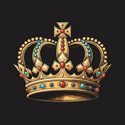 Golden Crown with Cross and Gems