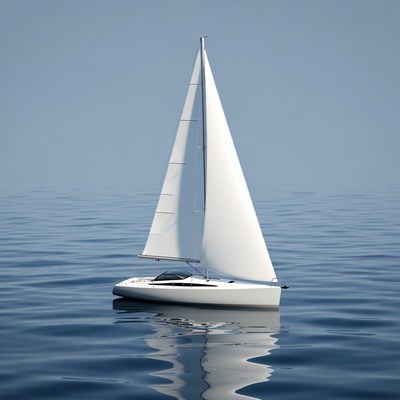 White sailboat on calm ocean