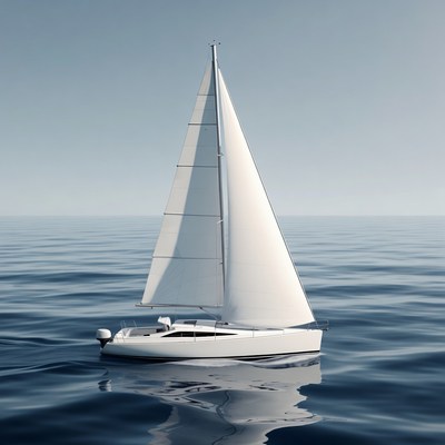 White sailboat on calm ocean