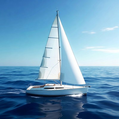White sailboat sailing on blue ocean
