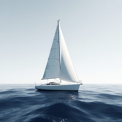 White Sailboat on Calm Ocean