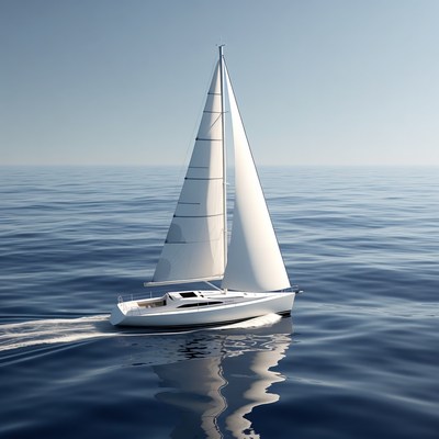 White Sailboat Sailing on Blue Ocean