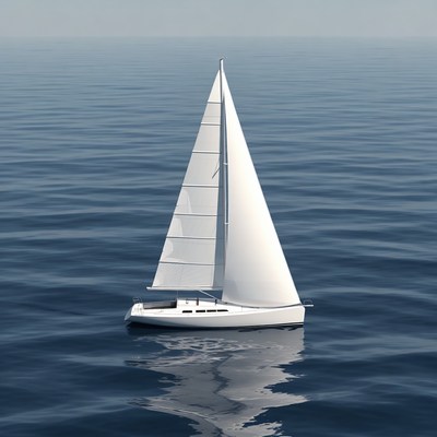 White sailboat on calm ocean