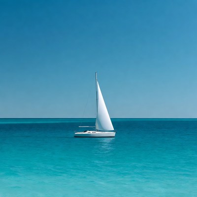 White sailboat on turquoise ocean