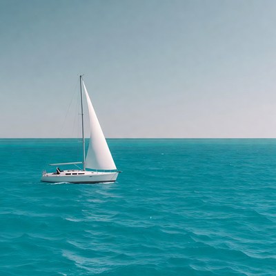 White sailboat on turquoise ocean