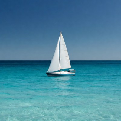 Sailboat on turquoise ocean
