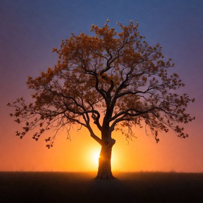 Silhouette Tree at Sunset