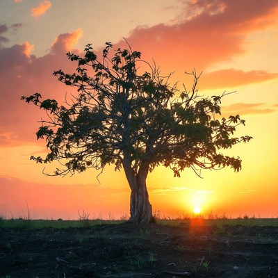 Silhouette Tree at Sunset