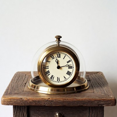 Vintage Clock Under Glass Dome
