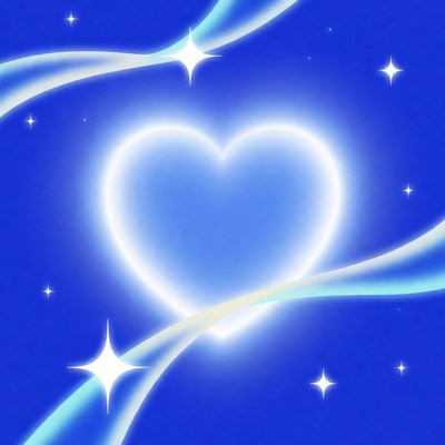 Glowing Heart on Blue Starry Background