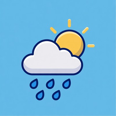 Partly Cloudy Rainy Weather Icon