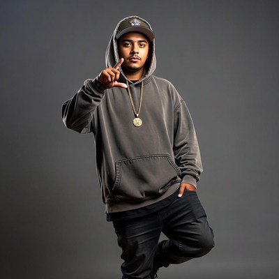 Man making finger gun pose