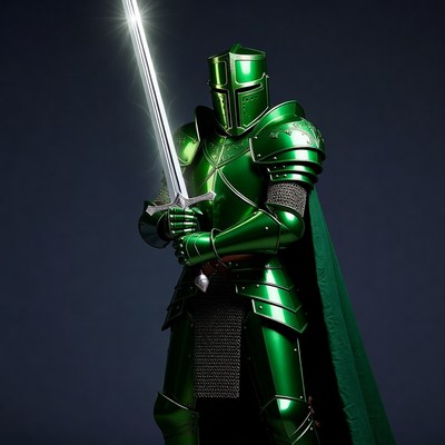 Green Knight Holding Sword