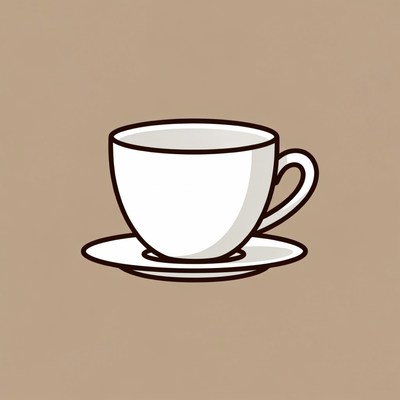 White teacup on saucer illustration