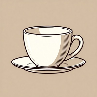 White teacup on saucer illustration