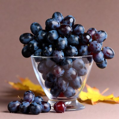Blue Grapes in Glass Bowl