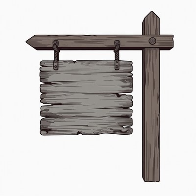 Wooden Blank Sign on Post