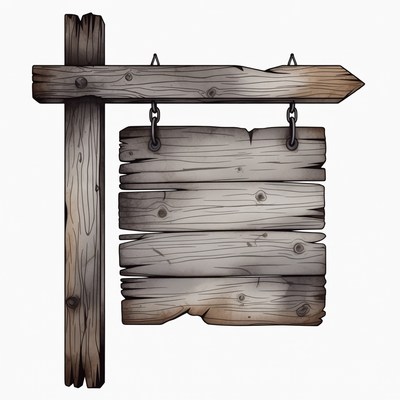 Old wooden hanging sign blank