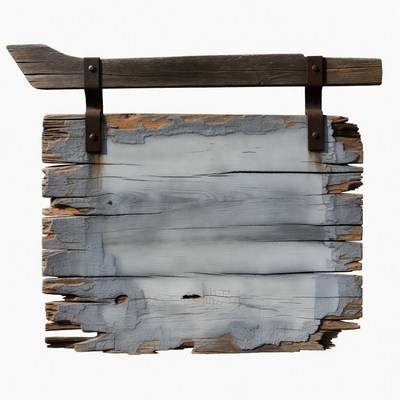 Old wooden sign on chains