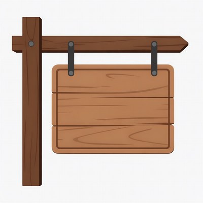 Wooden signpost with blank board