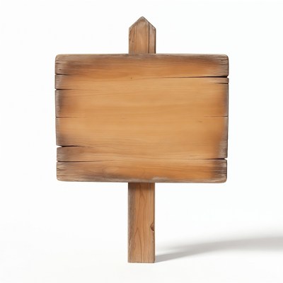 Blank wooden sign on post