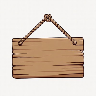 Wooden sign hanging on rope