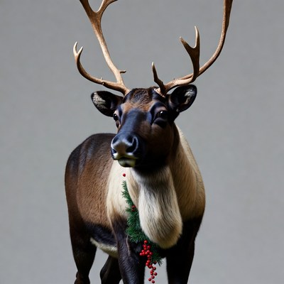 Reindeer with Christmas Garland Necklace
