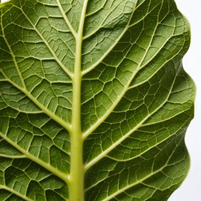 Green Leaf with Veins on White Background