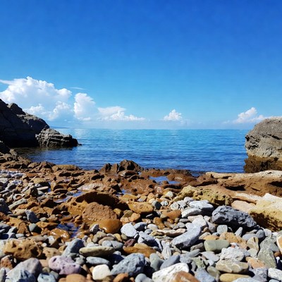 Rocky Beach with Clear Blue Sea