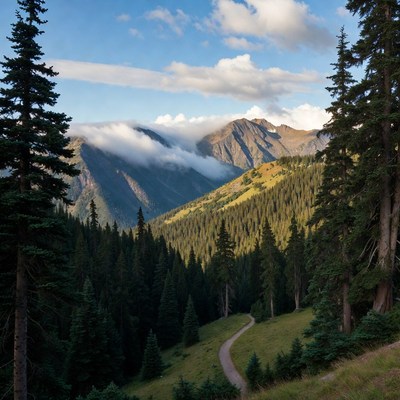 Mountain Valley with Winding Trail