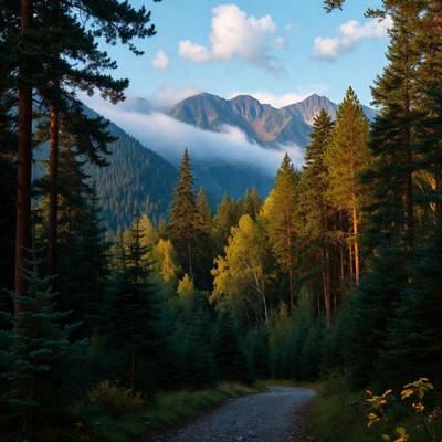 Mountain Forest with Gravel Path
