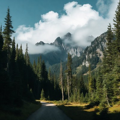 Mountain Path Through Pine Forest