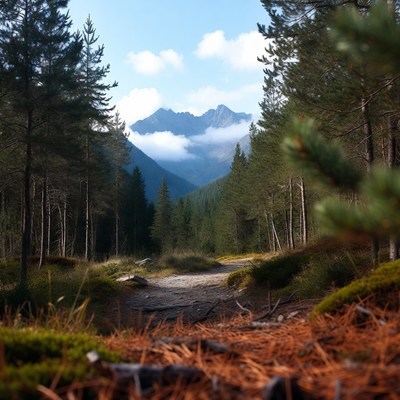 Forest Path to Misty Mountains