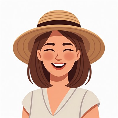 Smiling woman wearing straw hat