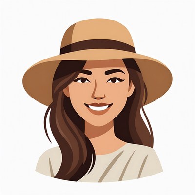 Asian woman wearing straw hat