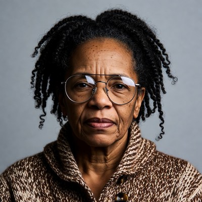 African-American elderly woman with glasses