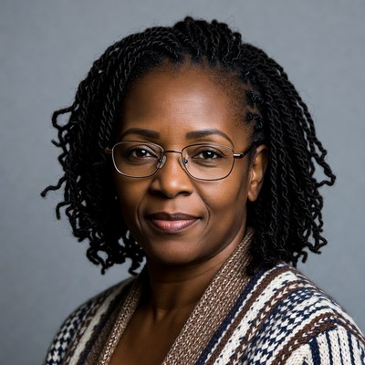 African-American woman with braids and glasses