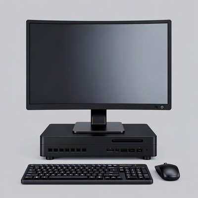 Black gaming PC setup