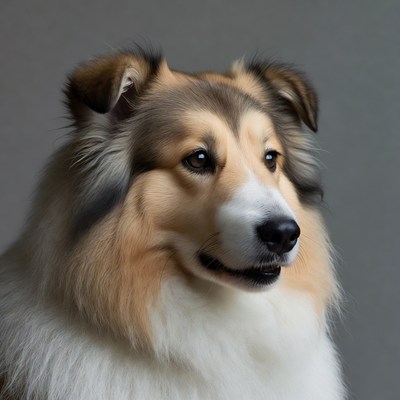 Closeup of Rough Collie Dog