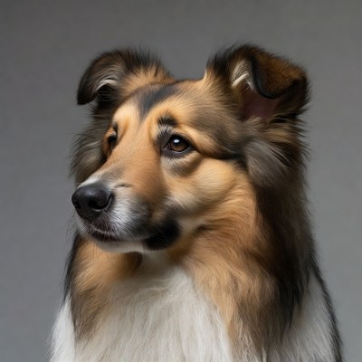 Closeup of Collie Dog Portrait