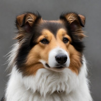 Closeup of Rough Collie Dog Portrait