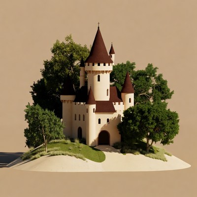 Medieval Castle Surrounded by Trees