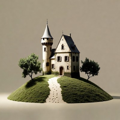 Miniature Castle on Grassy Hill